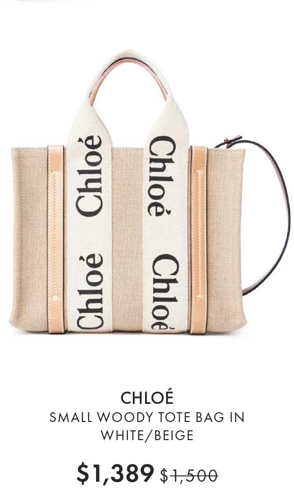 D 20149 Chlo Chlo oy CHLOE SMALL WOODY TOTE BAG IN WHITEBEIGE $1,389 $1.500 