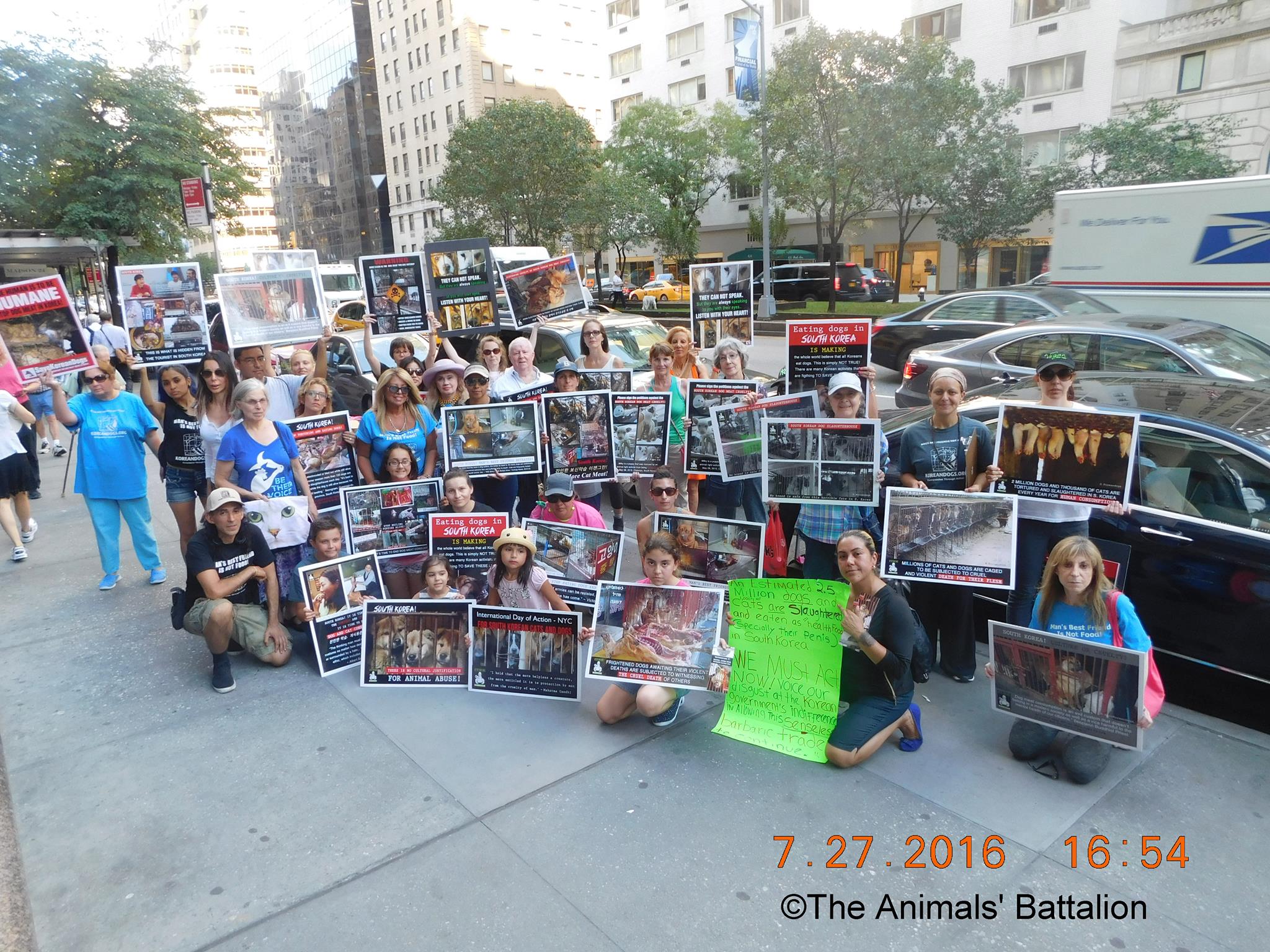 New York, South Korean Consulate General, International Day of Action for South Korean Dogs and Cats (Day 2) – July 27, 2016 Organized by The Animals’ Battalion