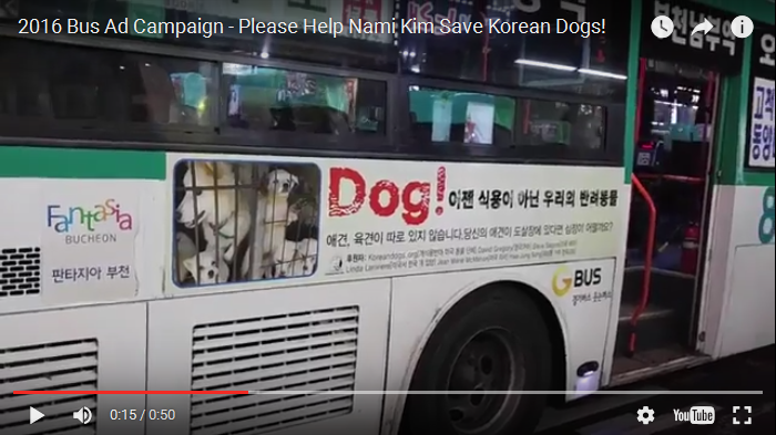 2016 Bus Ad Campaign – Please Help Nami Kim Save Korean Dogs!