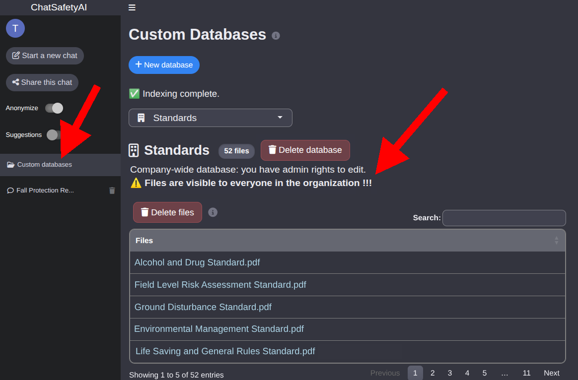 Company Wide Database Screenshot