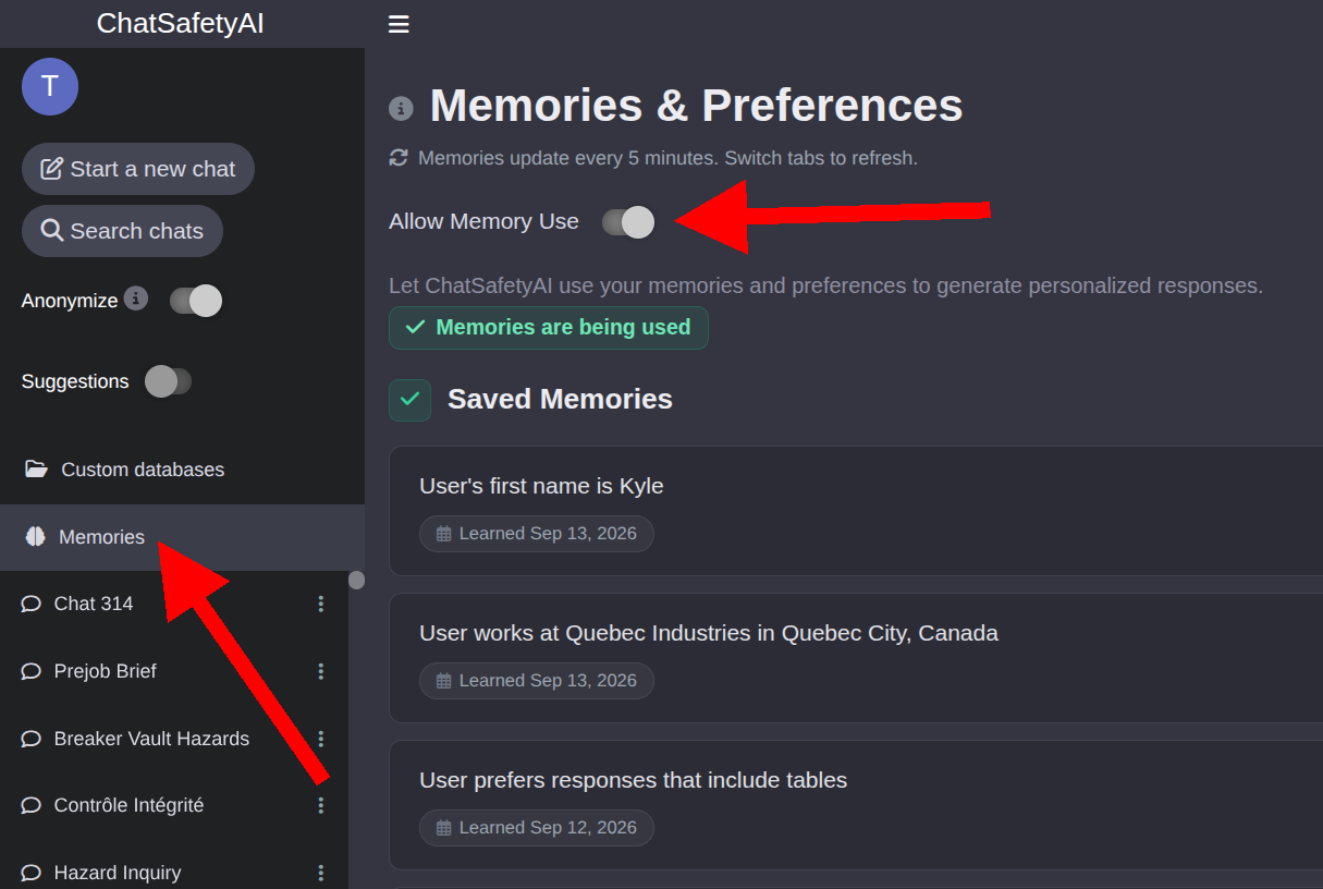 Memories Feature