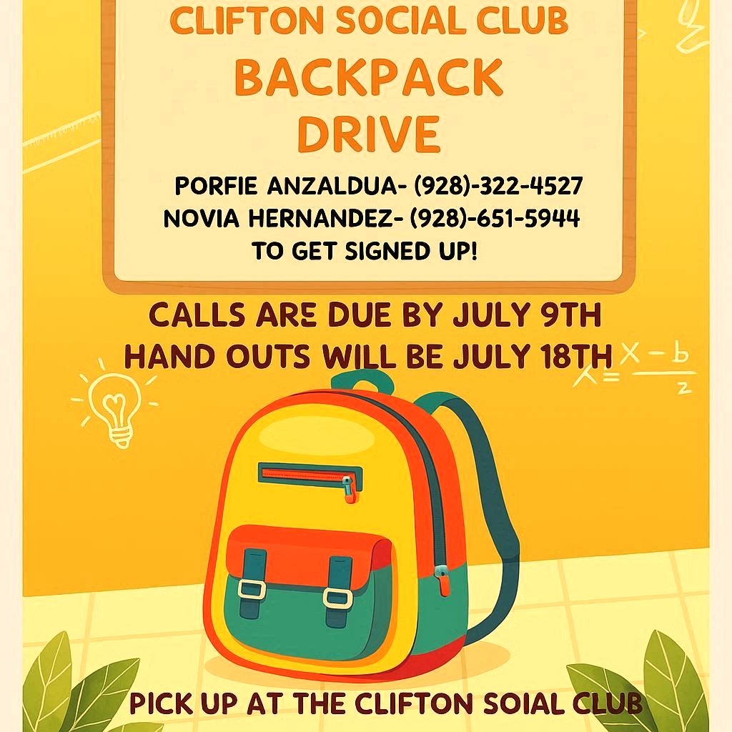 Clifton Social Club Backpack Drive flyer