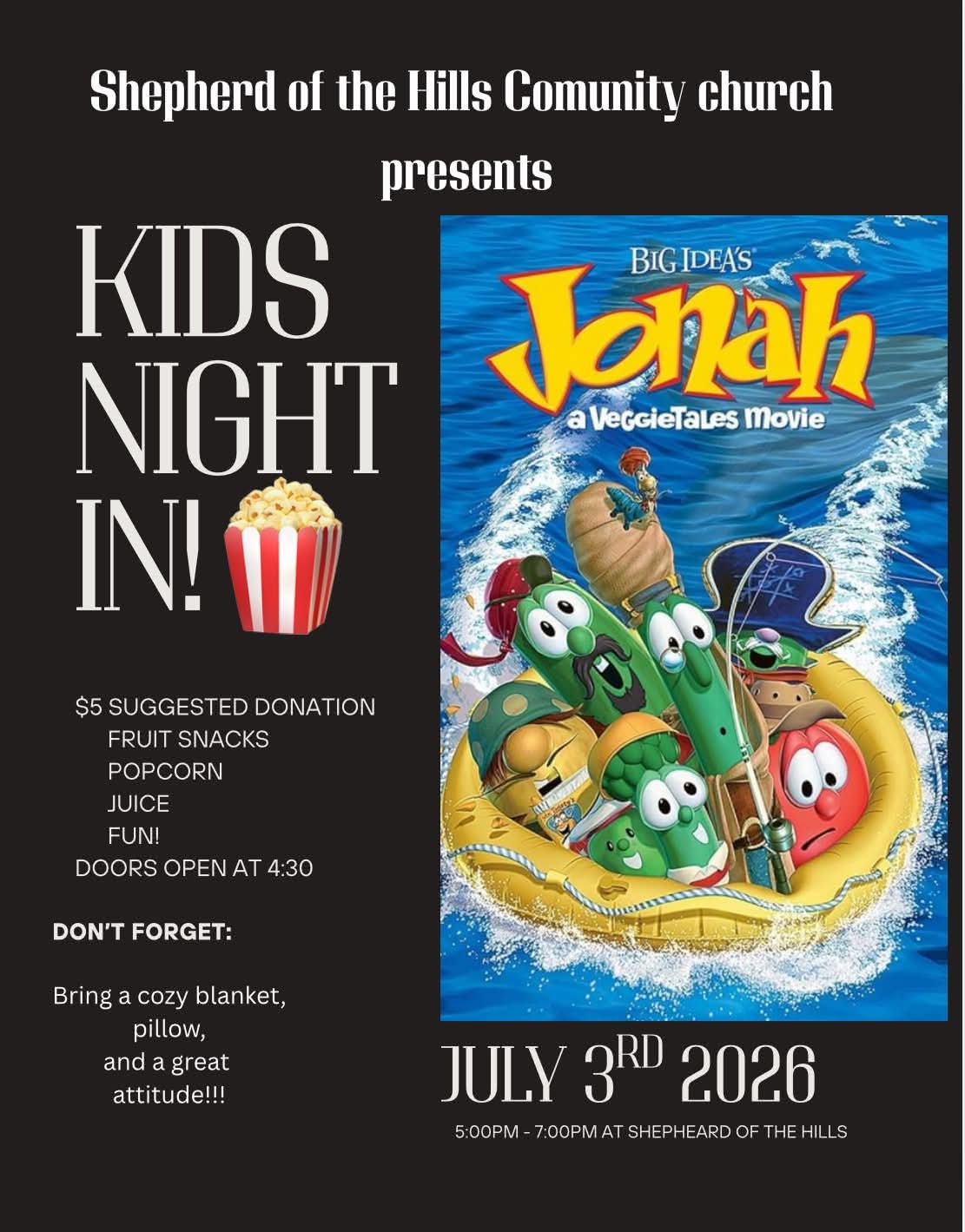 Kids Night In flyer