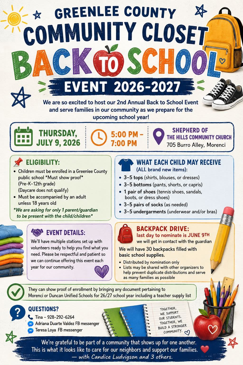 Community Closet Back to School Event flyer