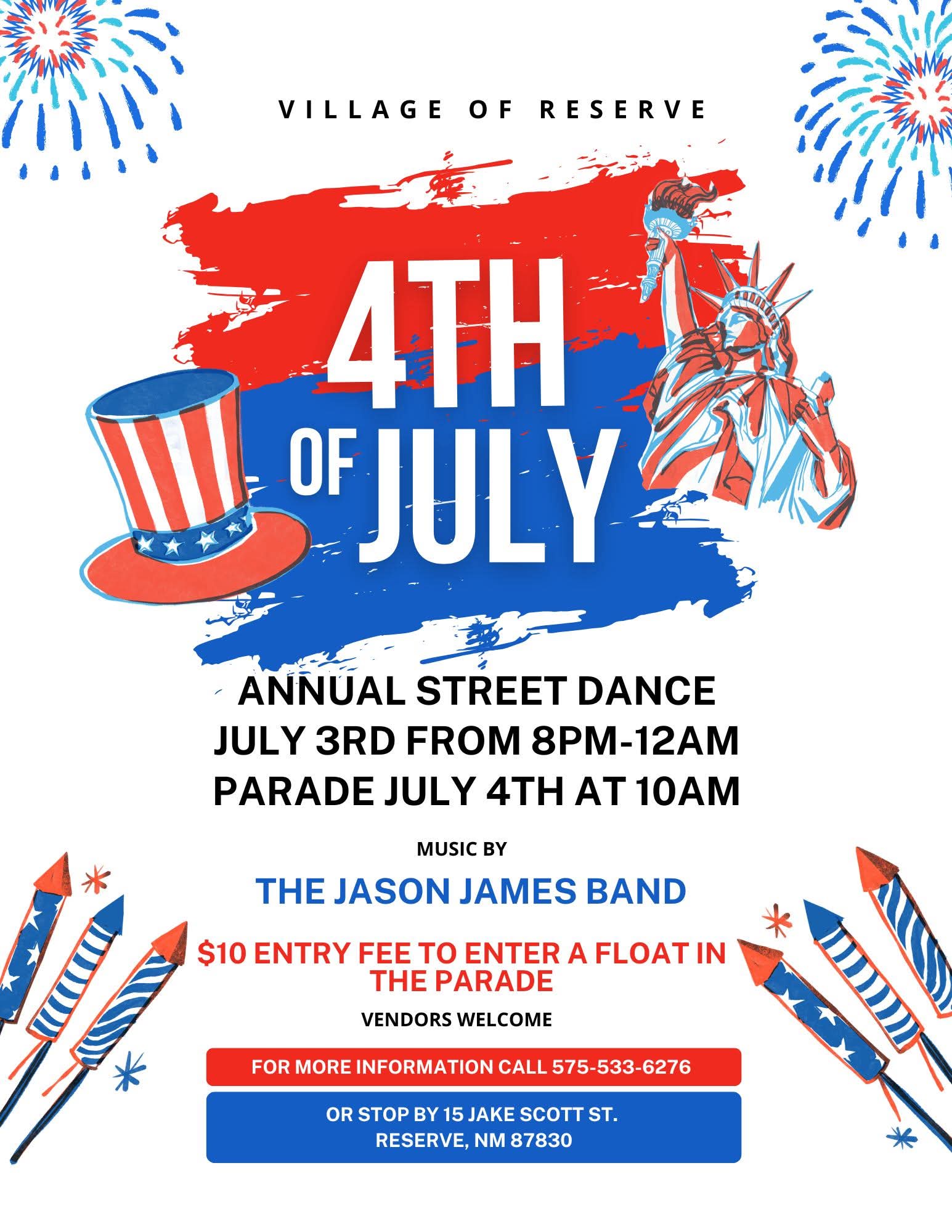 Village of Reserve 4th of July flyer