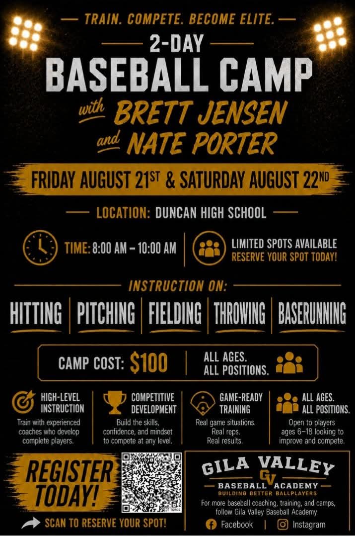 2-Day Baseball Camp flyer