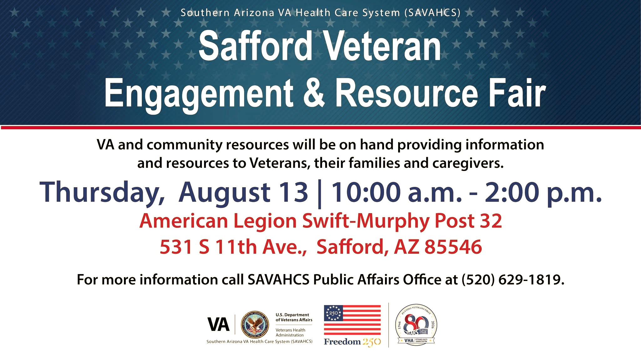 Safford Veteran Engagement and Resource Fair flyer