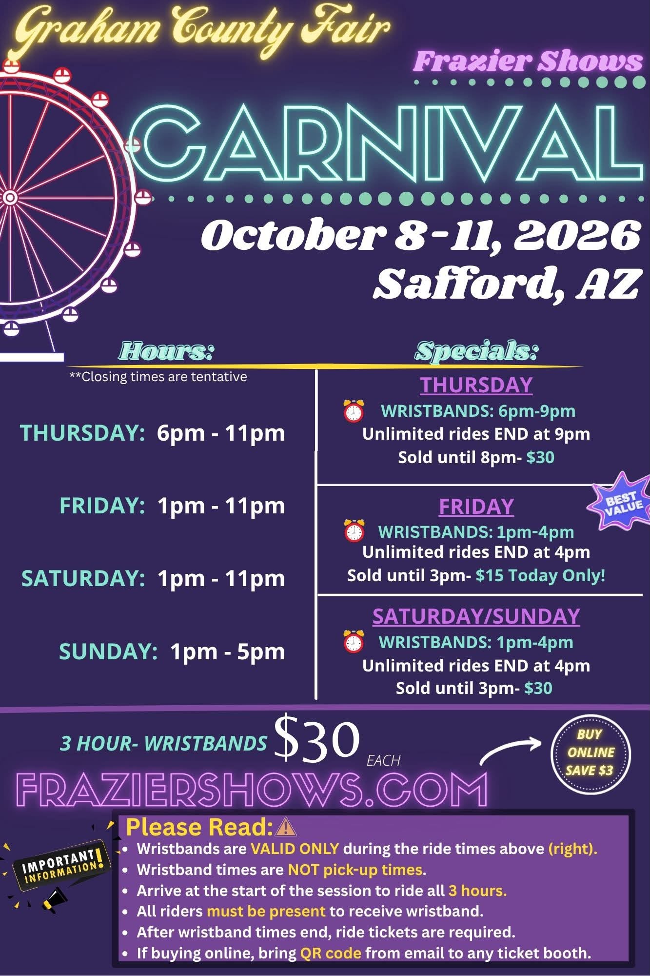 Graham County Fair & Carnival (Frazier Shows) flyer