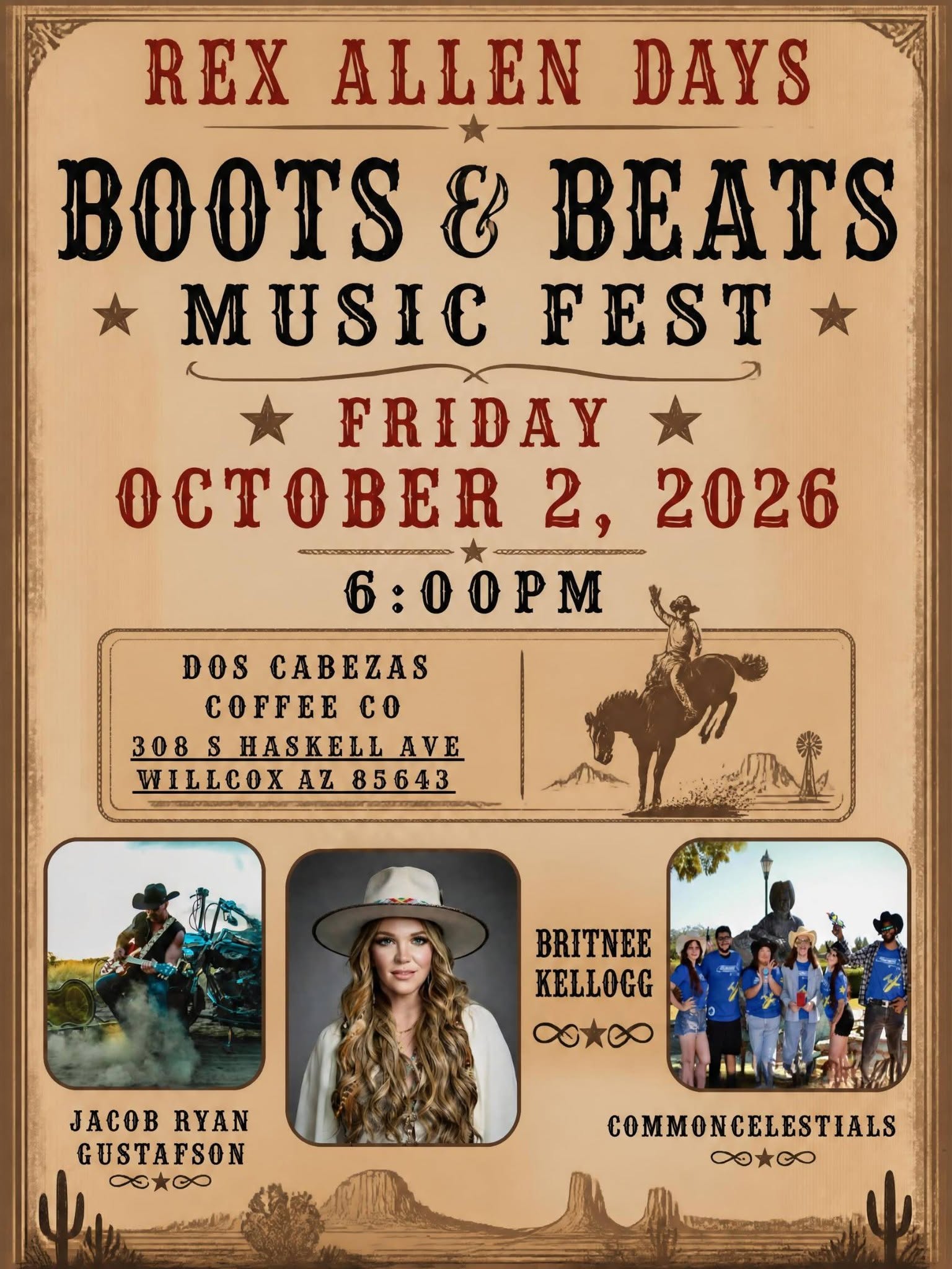 Boots & Beats Music Fest (Rex Allen Days) flyer