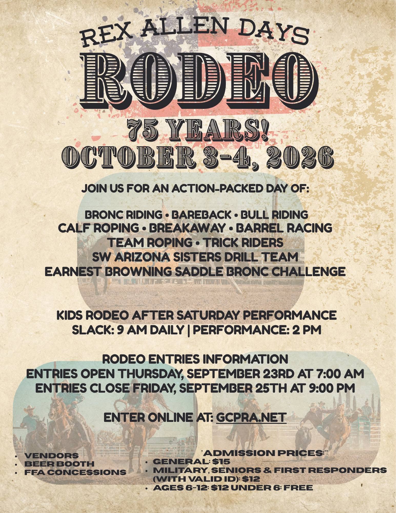 Rex Allen Days Rodeo - 75th Anniversary flyer