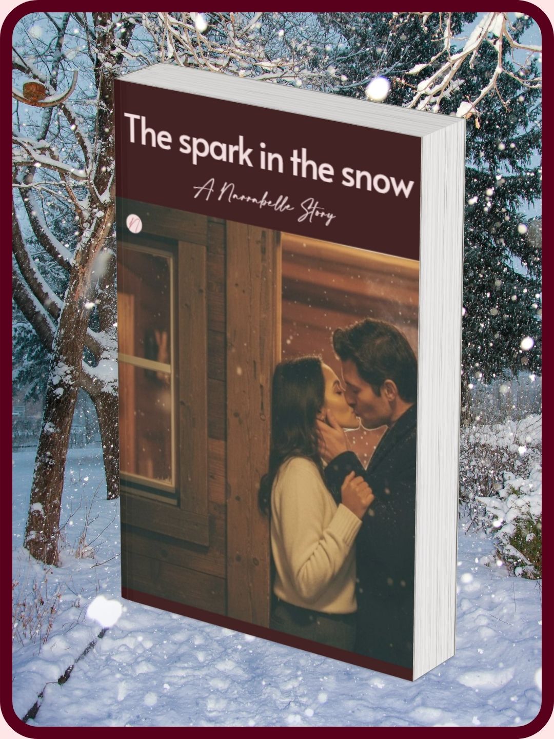 Image of a free e-book. The cover shows a woman and a man kissing in the doorway of a wooden cabin.