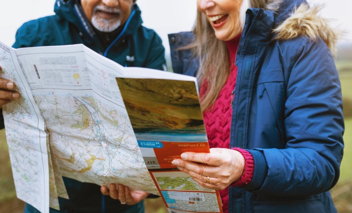 Couple looking at a map