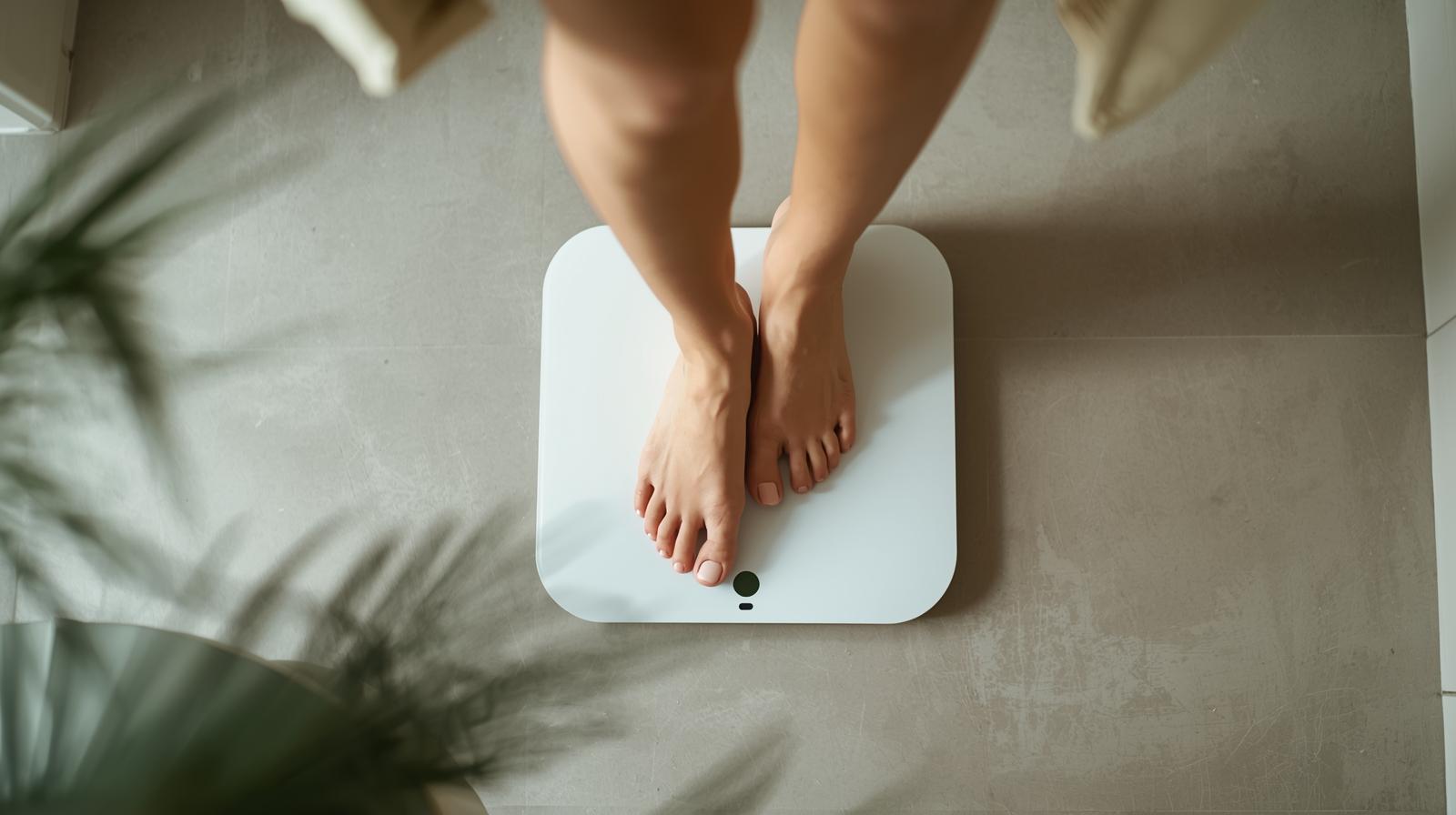 Patient weighing themselves — VitaLink medical weight loss program with GLP-1 medications