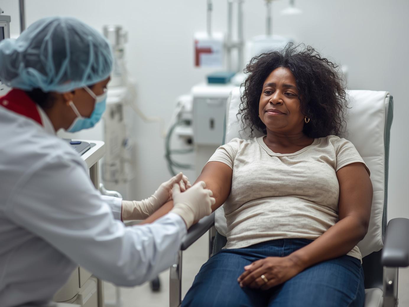 Patient having blood drawn at a lab — VitaLink lab work orders, blood panels, CBC, metabolic panel, imaging referrals online