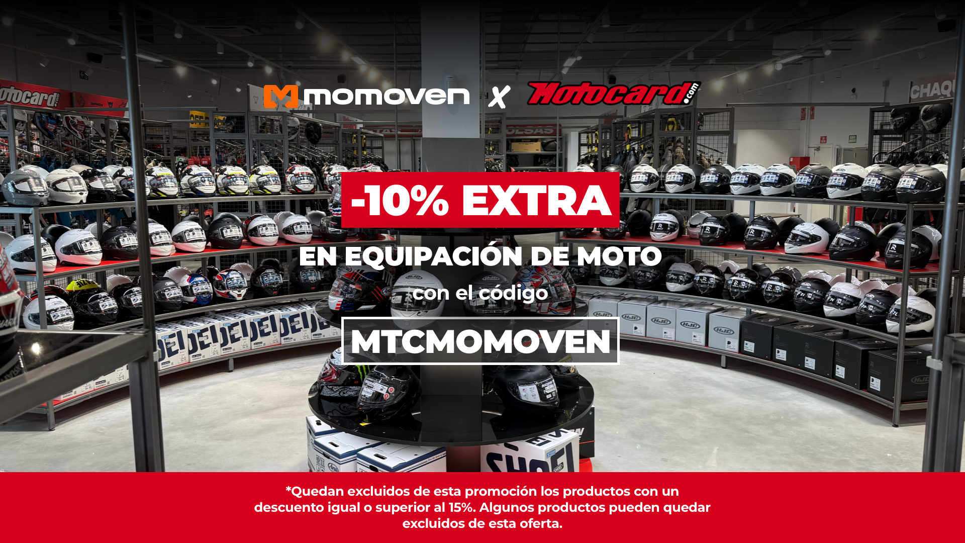 Momoven x Motocard: 10% extra en equipación de moto con el código MTCMOMOVEN