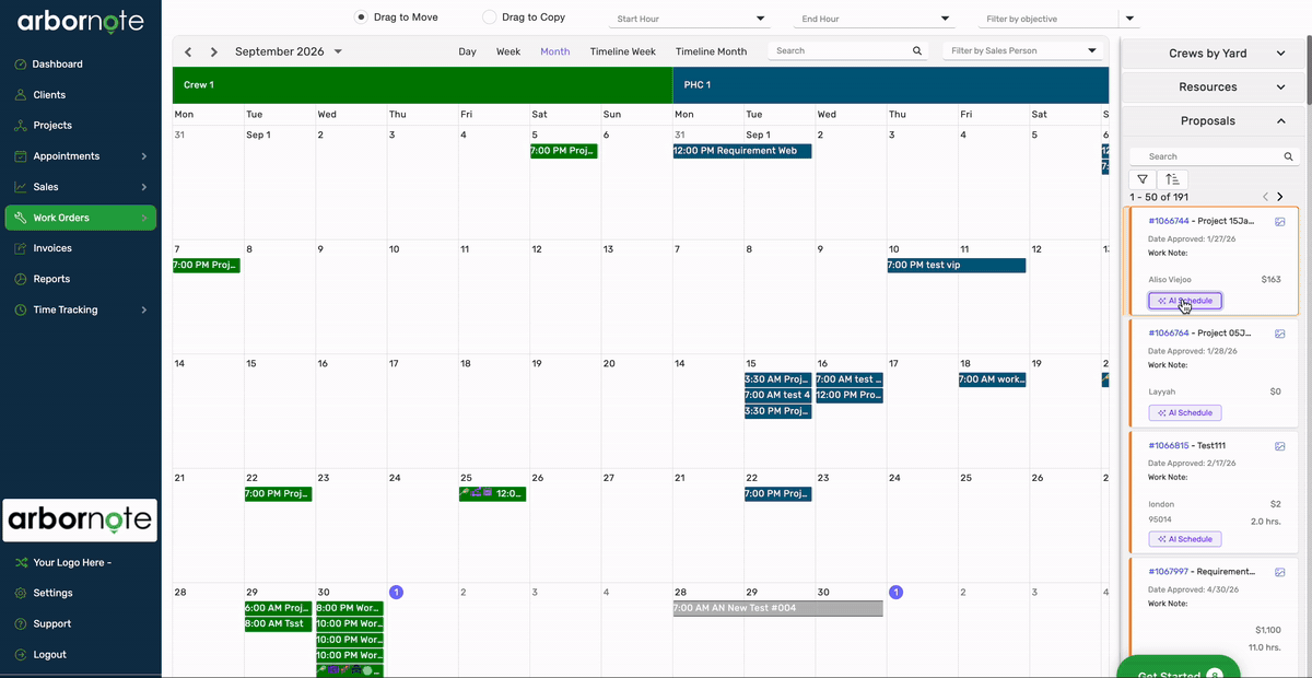AI Scheduling Assistant in ArborNote