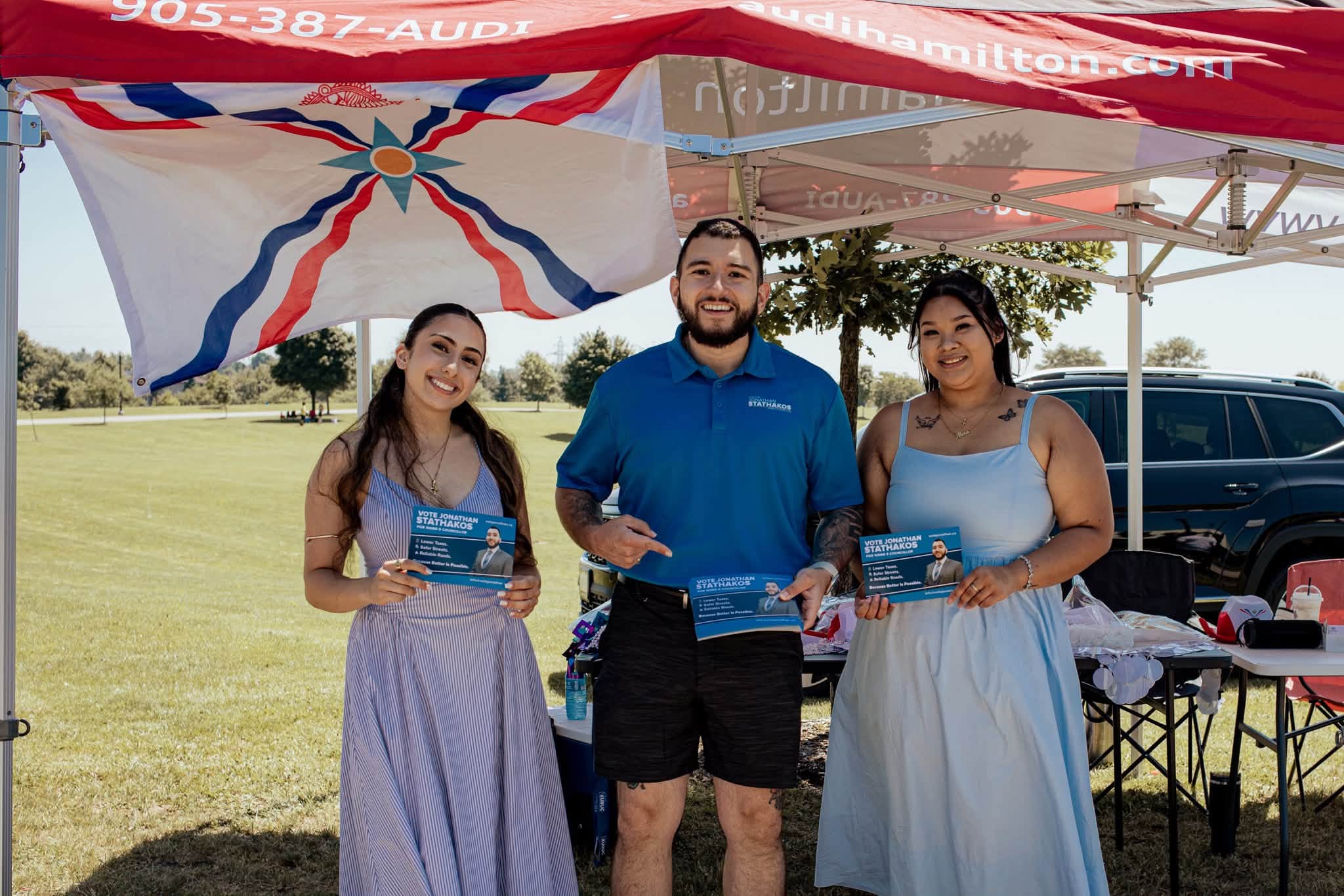 Jonathan Stathakos with members of the Assyrian community