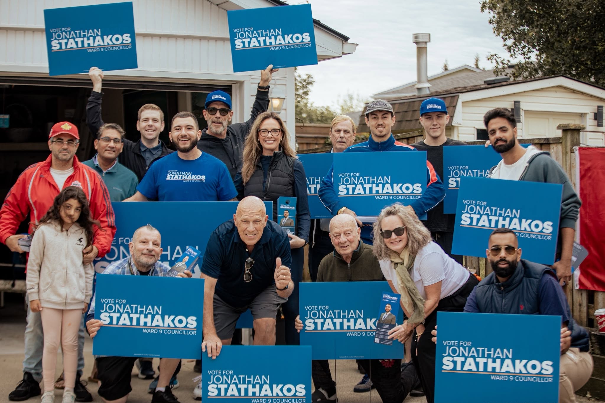 Jonathan Stathakos with residents across Ward 9