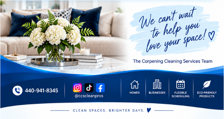 Book your first deep clean with corpening cleaning services and get $25 off 