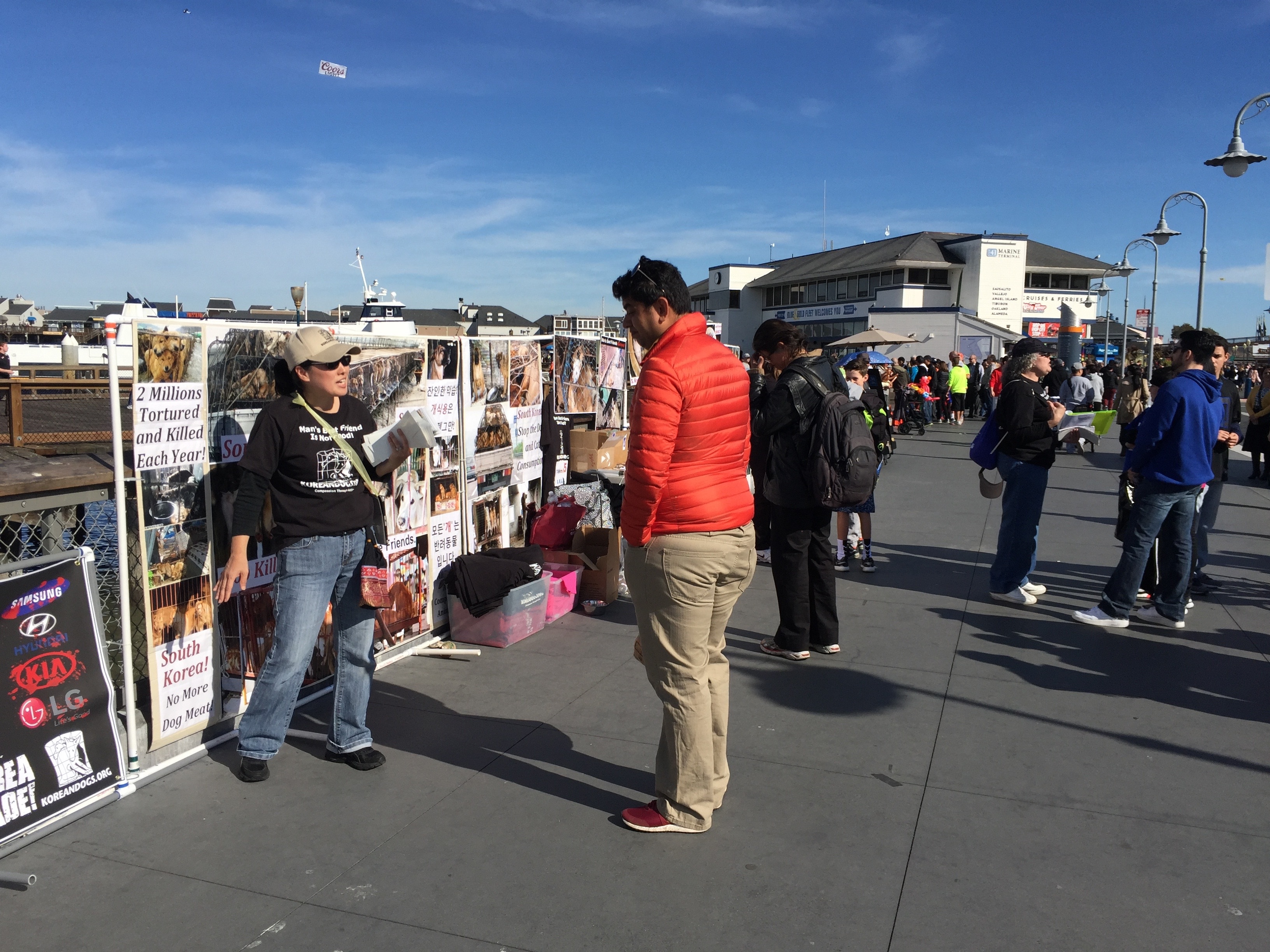 February 6, 2016 Saturday - Fisherman's Wharf, San Francisco, California Leafleting and Informational Event on South Korean Dog Meat Trade