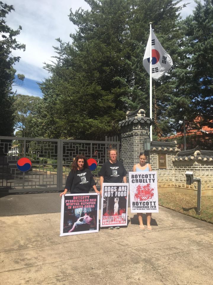 Protest the horrific & cruel dog meat trade in South Korea at the Canberra, Australia Korean Embassy – February 9, 2017