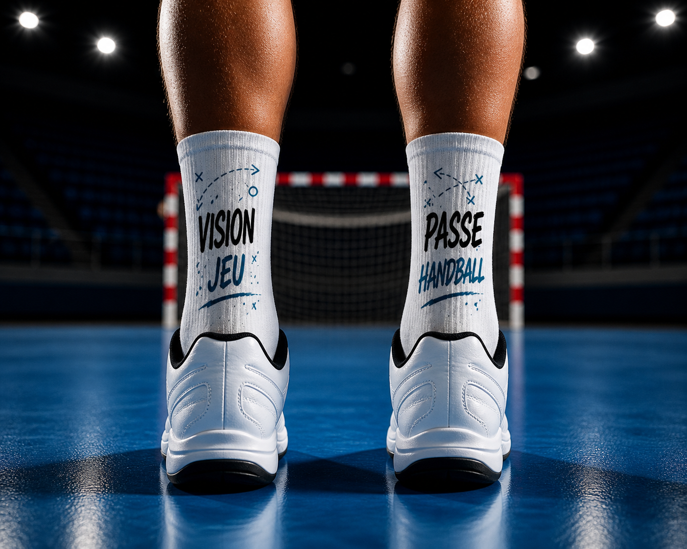 Chaussettes Chef d'Orchestre portées sur terrain de handball