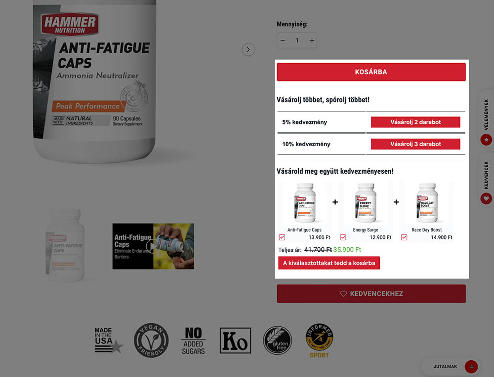 Mennyiségi kedvezmények és csomagajánlatok