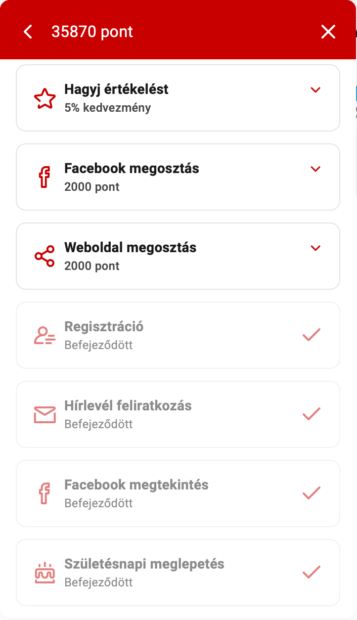 Részletes nézet: értékelés és megosztások