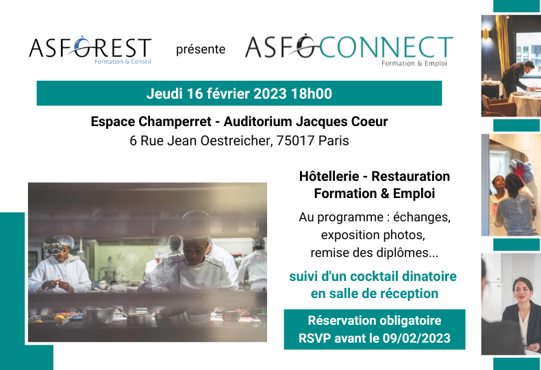 invitation-asfoconnect-16-février-2023-espace-champerret-paris-hotellerie-restauration-formation-emploi-cocktail-gratuit