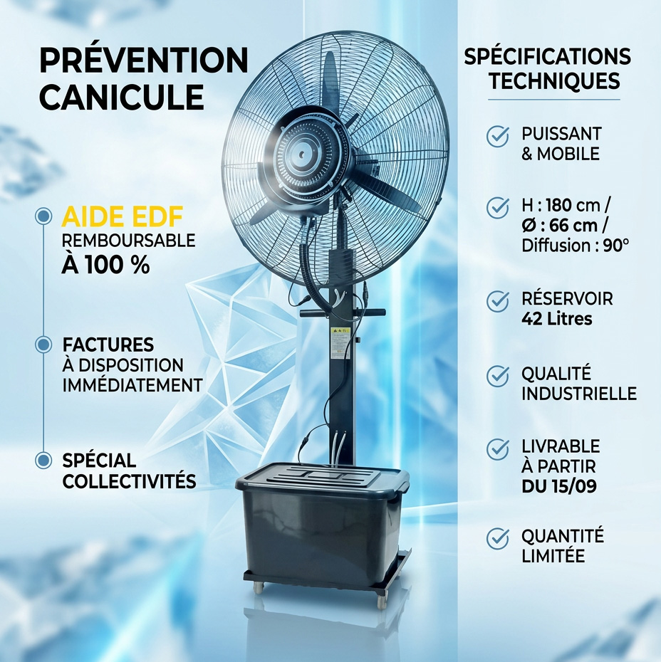 Ventilateur-brumisateur pour bâtiments communaux