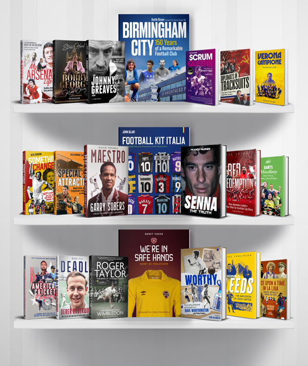 An image showing a variety of book titles on three shelves
