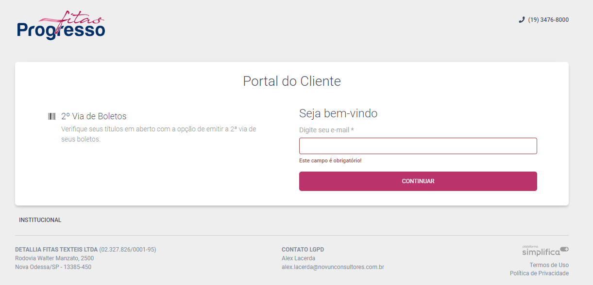 Plataforma Simplifica+ Fitas Progresso