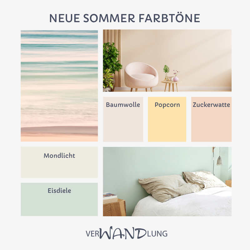 sommerfarbtöne für wandfarben - moodboard