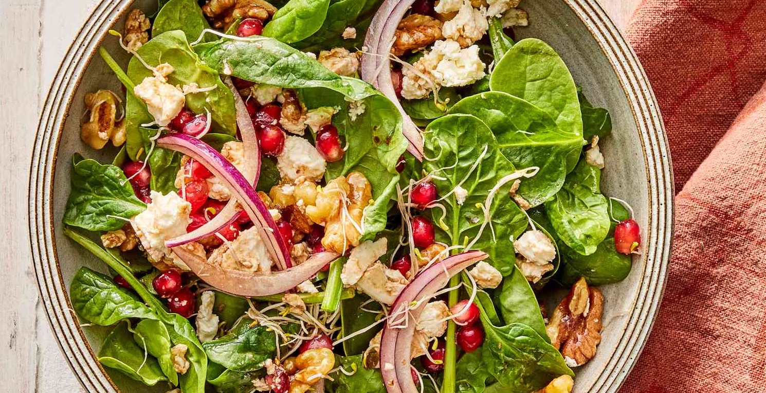 Pomegranate Spinach and Feta Salad