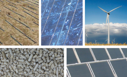 Biomasse, Photovoltaik, Solarthermie, Wärmepumpen und Windkraft.