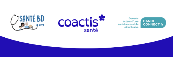 Logo SantéBD, logo Coactis Santé et logo HandiConnect.fr