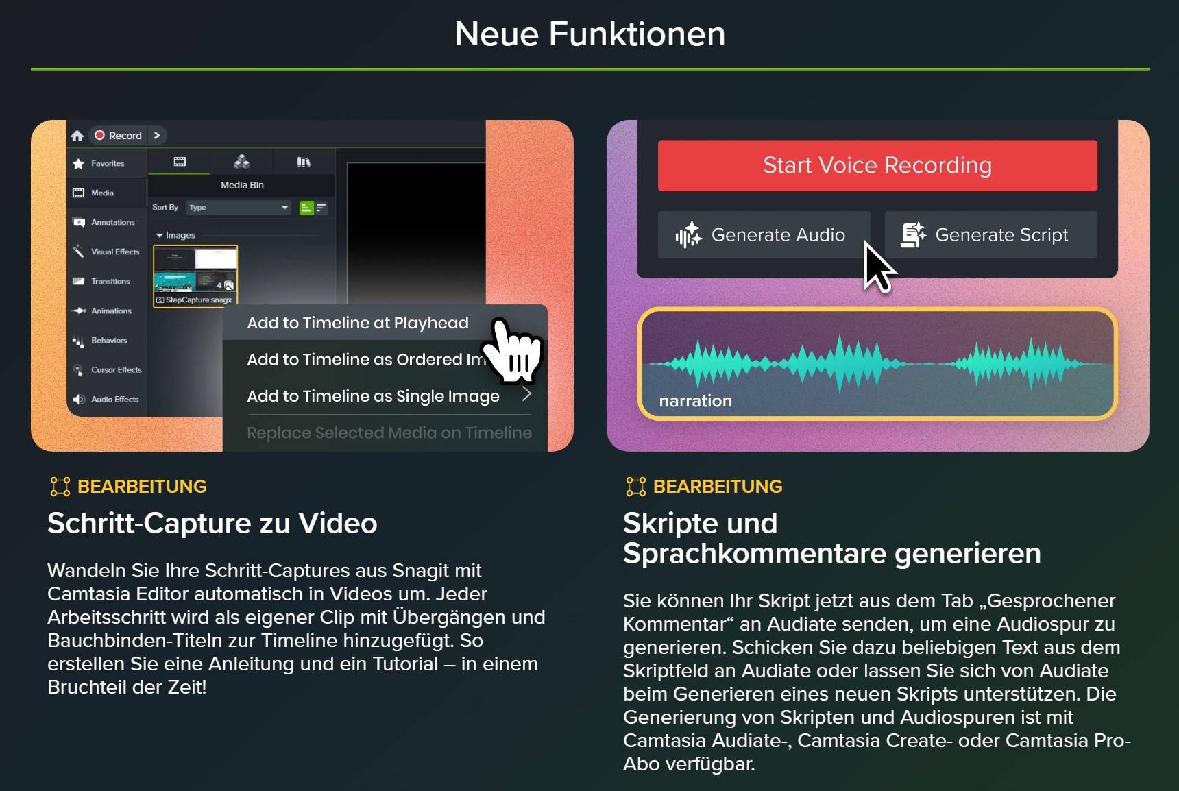 6a96977d7ecf4abf02f754e4 Camtasia im Zusammenspiel mit Snagit und Audiate