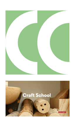 Crafts Council logo above an image of shaped wood blocks, with the words 'Craft School' in white font at the centre of the image. 