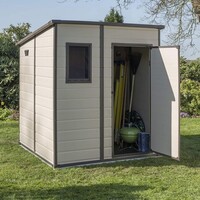 Casetta Da Giardino In Resina 183,5x185x200,5H Cm Manor 6x6 Pent Beige Keter Addossabile