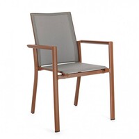 Sedia Da Esterno In Alluminio E Textilene Con Braccioli Konnor Terracotta Bizzotto