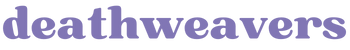 deathweavers logo composed of purple text