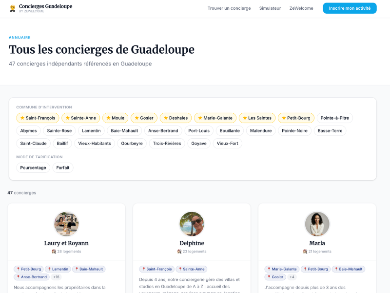 Présentation de la plateforme Concierges Guadeloupe