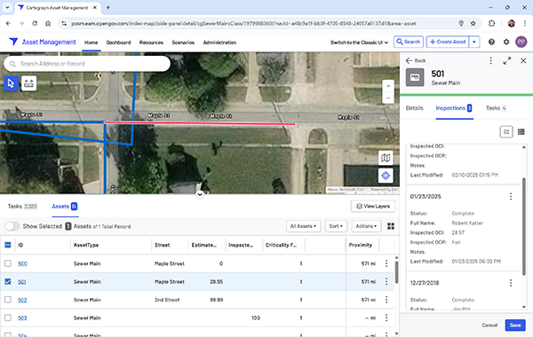 POSM inspections viewed within Cartegraph