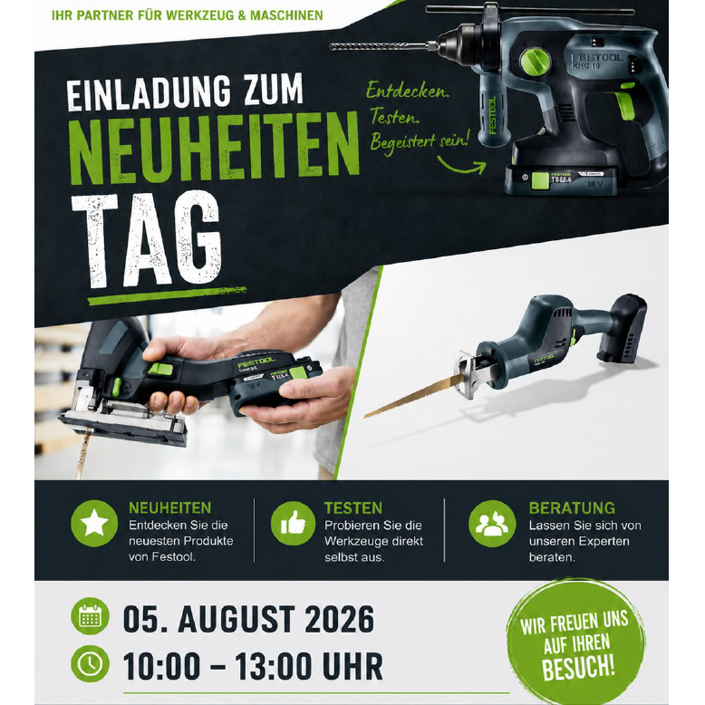 Festool Neuheitentag am 5. August 2026 in Berlin