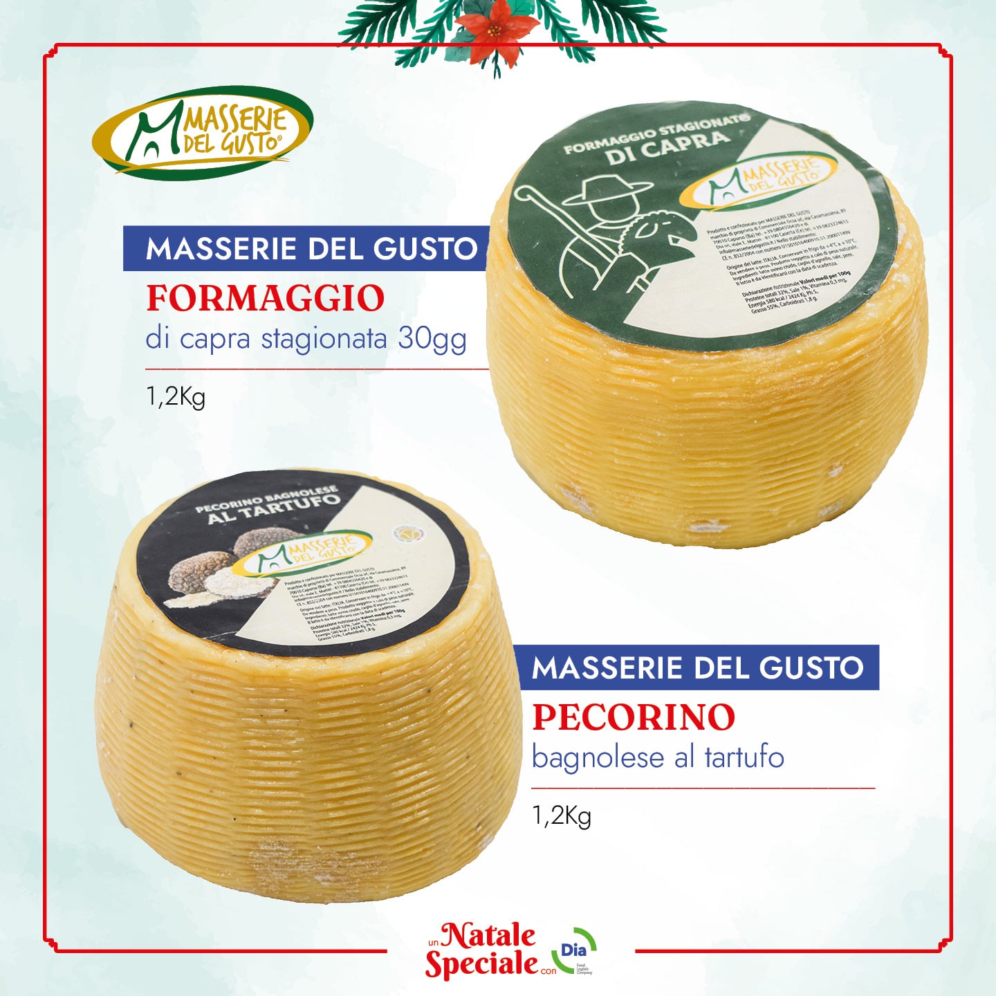 Pecorino e Caprino di Masserie del Gusto Natale con Dia 2022