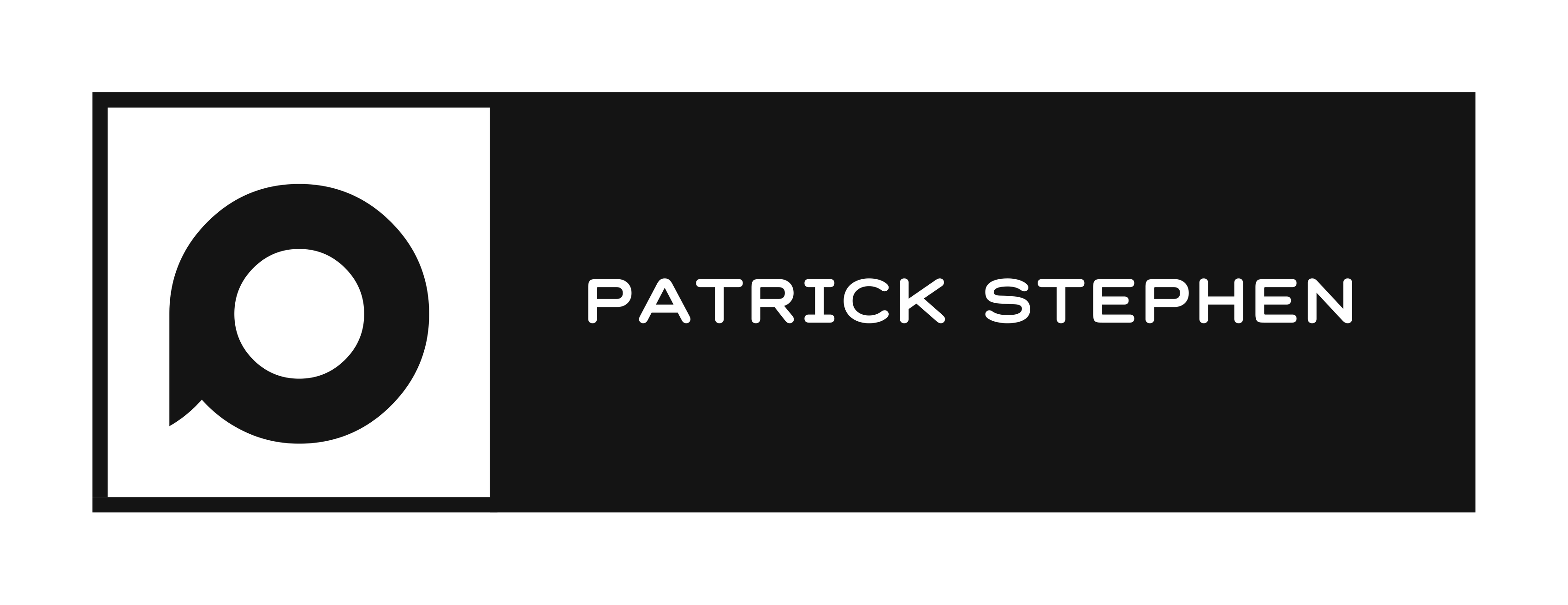 a black and white logo for patrick stephen