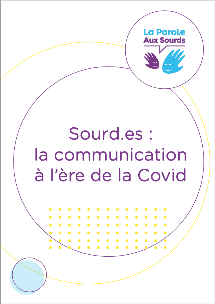 Image de la couverture de la brochure intitulée la langue des signes française. Logo de l'association La Parole Aux Sourds.