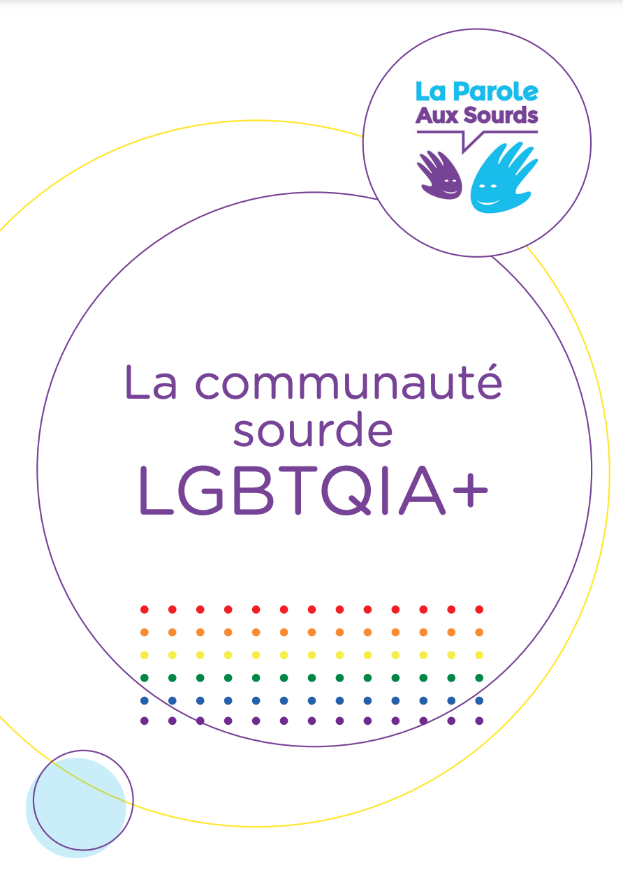 Image de la couverture de la brochure intitulée la langue des signes française. Logo de l'association La Parole Aux Sourds.