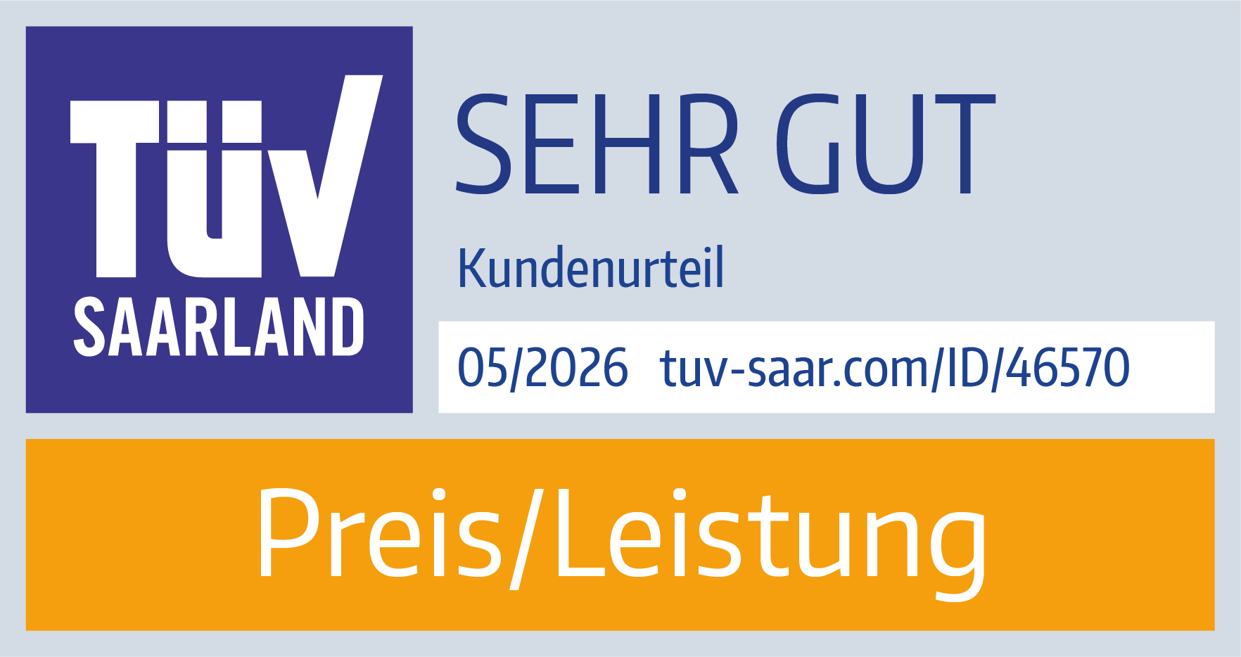 TÜV Sehr gut – Preis/Leistung