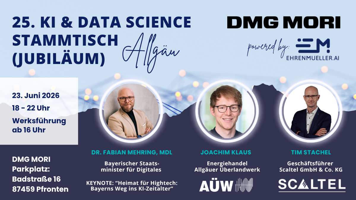 Eventgrafik 25. KI & Data Science Stammtisch Allgäu